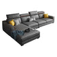 Dark Gray Faux Leather Sectional Sofa 35.43" Tall  Stain-Resistant Sofa