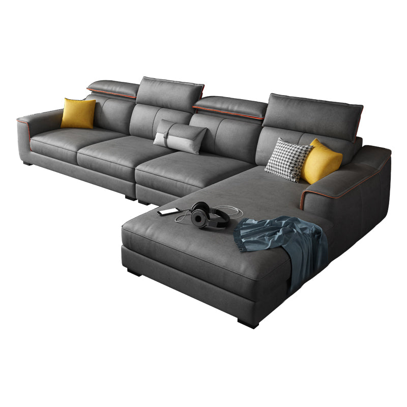 Dark Gray Faux Leather Sectional Sofa 35.43" Tall  Stain-Resistant Sofa