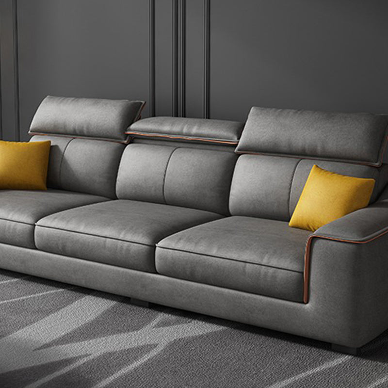 Dark Gray Faux Leather Sectional Sofa 35.43" Tall  Stain-Resistant Sofa