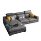 Dark Gray Faux Leather Sectional Sofa 35.43" Tall  Stain-Resistant Sofa