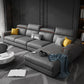 Dark Gray Faux Leather Sectional Sofa 35.43" Tall  Stain-Resistant Sofa