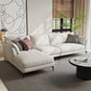 Scandinavian Linen Cushion Back Sectional Cream Slipcovered for Living Room Sofa
