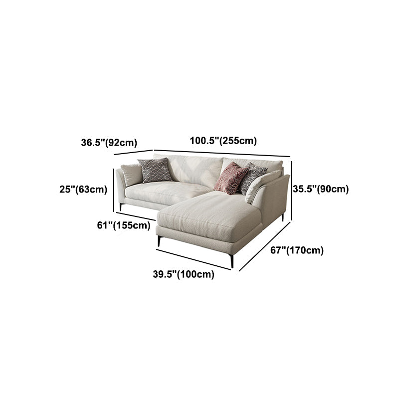 Scandinavian Linen Cushion Back Sectional Cream Slipcovered for Living Room Sofa
