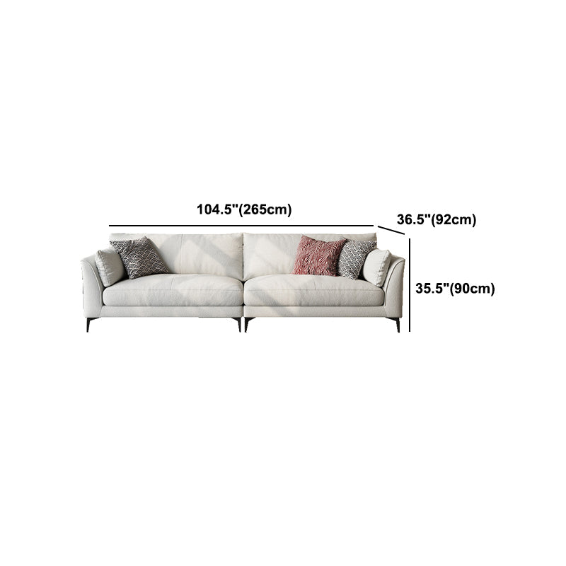 Scandinavian Linen Cushion Back Sectional Cream Slipcovered for Living Room Sofa