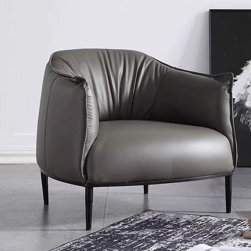 Faux Leather Barrel Accent Chair with Tight Back, 35.43" W √ó 33.86" L √ó 29.92" H Clearhalo 'Accent Chairs' 'accent_chairs' 'Chairs & Seating' 'furn' 'furn_accent_chairs' 'Furniture' 'Living Room Furniture' 5546115