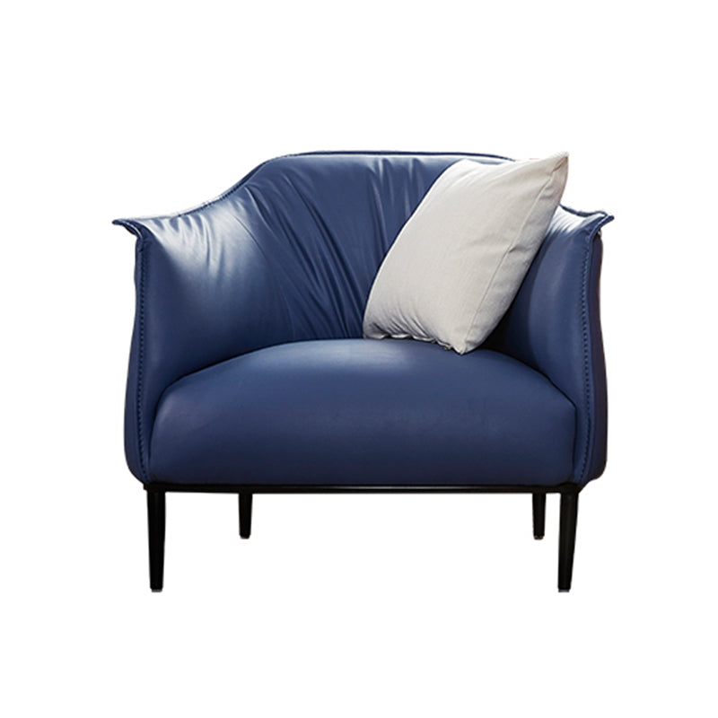 Faux Leather Barrel Accent Chair with Tight Back, 35.43" W √ó 33.86" L √ó 29.92" H Sky Blue Clearhalo 'Accent Chairs' 'accent_chairs' 'Chairs & Seating' 'furn' 'furn_accent_chairs' 'Furniture' 'Living Room Furniture' 5546120