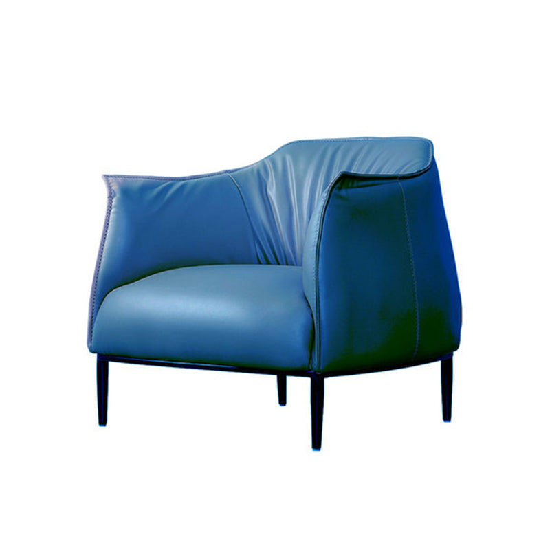 Faux Leather Barrel Accent Chair with Tight Back, 35.43" W √ó 33.86" L √ó 29.92" H Lake Blue Clearhalo 'Accent Chairs' 'accent_chairs' 'Chairs & Seating' 'furn' 'furn_accent_chairs' 'Furniture' 'Living Room Furniture' 5546121
