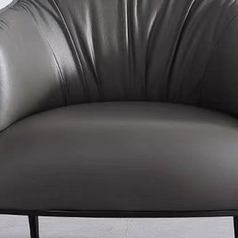 Faux Leather Barrel Accent Chair with Tight Back, 35.43" W √ó 33.86" L √ó 29.92" H Clearhalo 'Accent Chairs' 'accent_chairs' 'Chairs & Seating' 'furn' 'furn_accent_chairs' 'Furniture' 'Living Room Furniture' 5546124