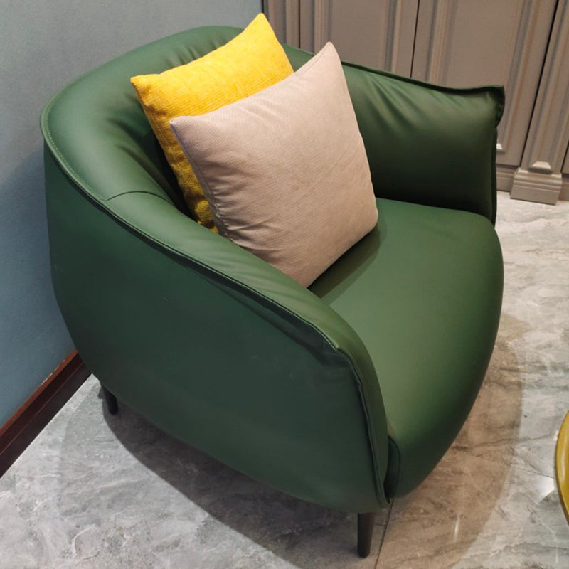 Faux Leather Barrel Accent Chair with Tight Back, 35.43" W √ó 33.86" L √ó 29.92" H Blackish Green Clearhalo 'Accent Chairs' 'accent_chairs' 'Chairs & Seating' 'furn' 'furn_accent_chairs' 'Furniture' 'Living Room Furniture' 5546129