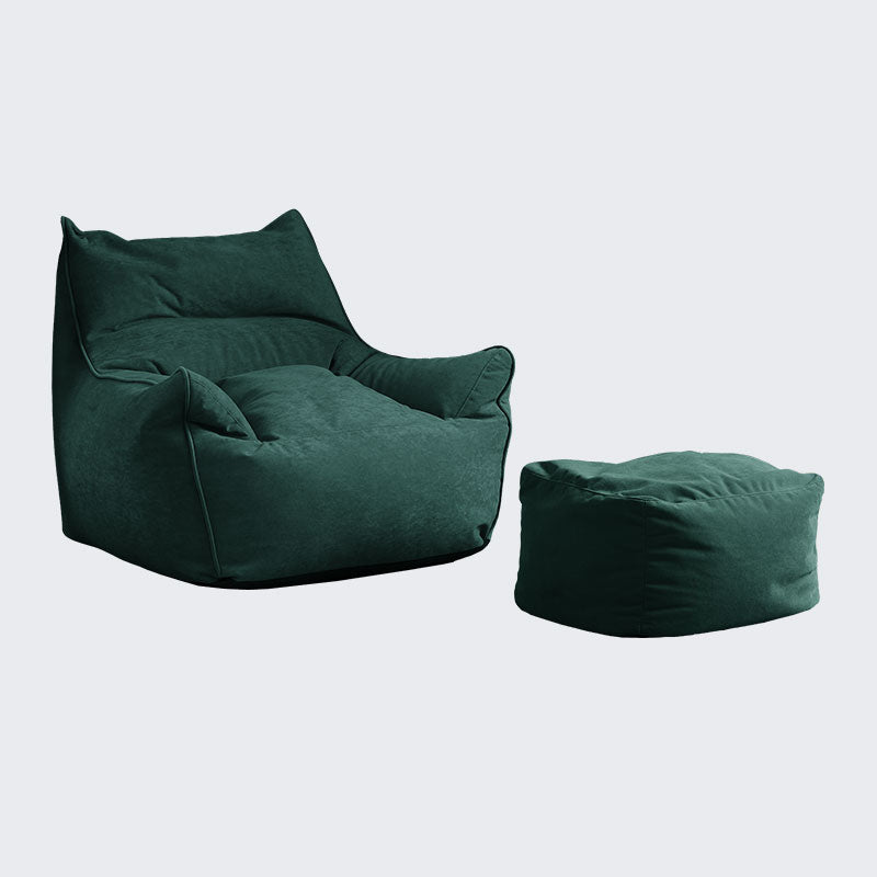 Arms Included Velvet Armchair with Sewn Pillow Back, 35.43" W √ó 39.37" L √ó 25.59" H Blackish Green With Ottoman Clearhalo 'Accent Chairs' 'accent_chairs' 'Chairs & Seating' 'furn' 'furn_accent_chairs' 'Furniture' 'Living Room Furniture' 5546132