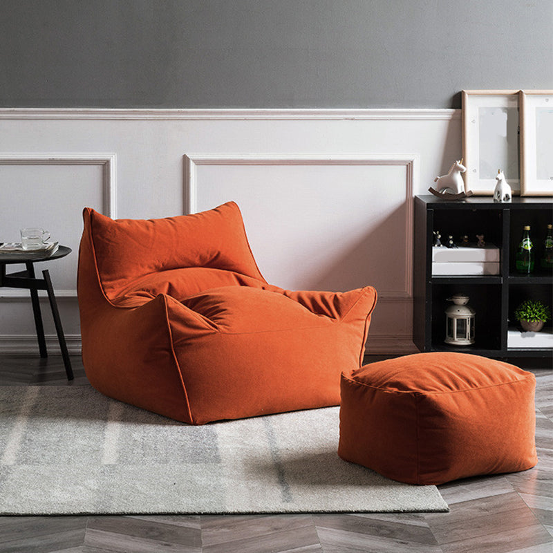 Arms Included Velvet Armchair with Sewn Pillow Back, 35.43" W √ó 39.37" L √ó 25.59" H Orange With Ottoman Clearhalo 'Accent Chairs' 'accent_chairs' 'Chairs & Seating' 'furn' 'furn_accent_chairs' 'Furniture' 'Living Room Furniture' 5546136