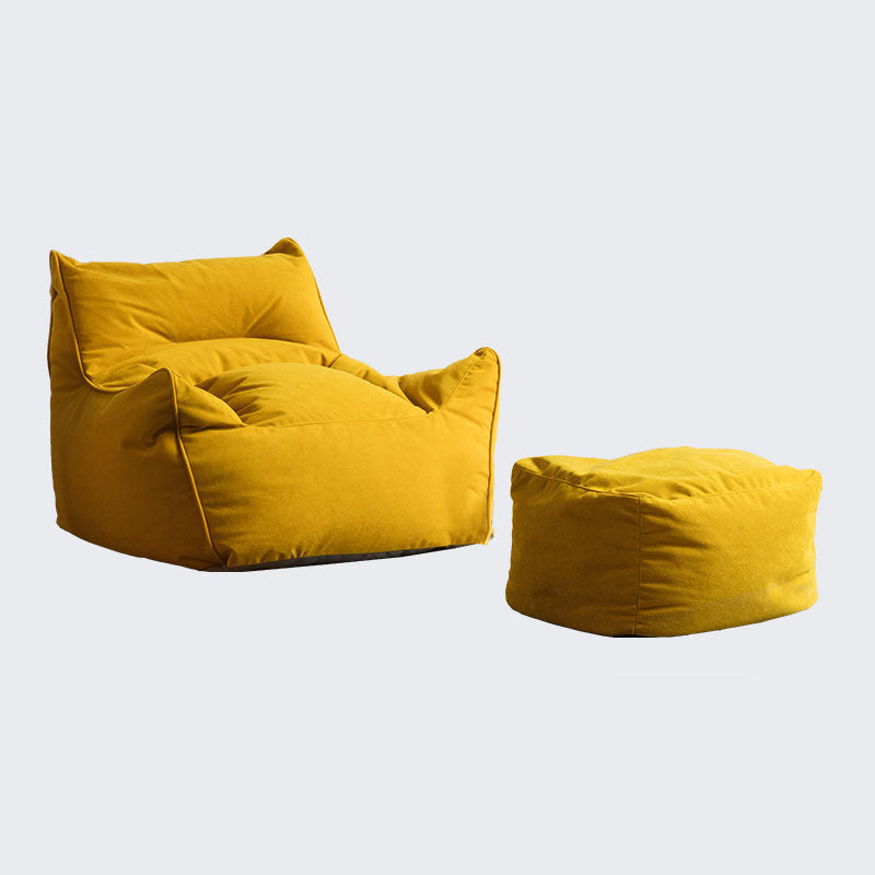 Arms Included Velvet Armchair with Sewn Pillow Back, 35.43" W √ó 39.37" L √ó 25.59" H Yellow With Ottoman Clearhalo 'Accent Chairs' 'accent_chairs' 'Chairs & Seating' 'furn' 'furn_accent_chairs' 'Furniture' 'Living Room Furniture' 5546143
