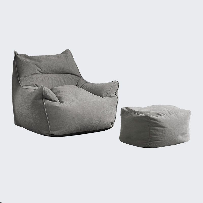Arms Included Velvet Armchair with Sewn Pillow Back, 35.43" W √ó 39.37" L √ó 25.59" H Grey With Ottoman Clearhalo 'Accent Chairs' 'accent_chairs' 'Chairs & Seating' 'furn' 'furn_accent_chairs' 'Furniture' 'Living Room Furniture' 5546145