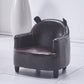 20.08"L x 20.47"W x 21.26"H Faux Leather Barrel Chair,Modern Sloped Arms Chair