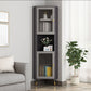 Contemporary Storage Cabinet with Shelf and Glass Doors Triangle Cabinet 15.7"L x 15.7"W x 59"H Grey Clearhalo 'Cabinets & Chests' 'cabinets_chests' 'furn' 'furn_cabinets_chests' 'Furniture' 'Living Room Furniture' 5550608