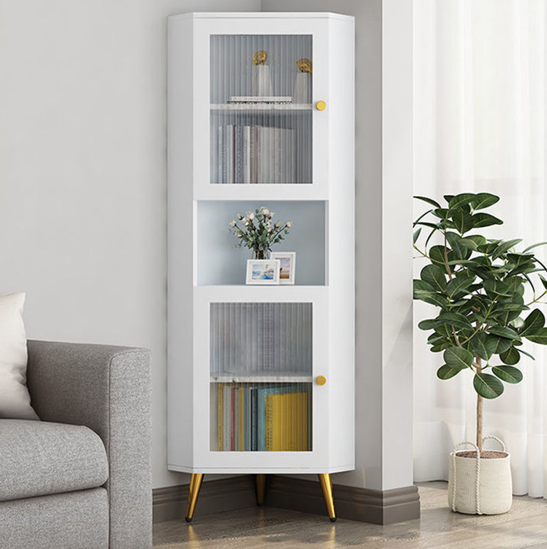 Contemporary Storage Cabinet with Shelf and Glass Doors Triangle Cabinet 20"L x 20"W x 59"H White Clearhalo 'Cabinets & Chests' 'cabinets_chests' 'furn' 'furn_cabinets_chests' 'Furniture' 'Living Room Furniture' 5550614