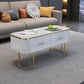 Eigentijdse salontafel met opberglade en gouden framebasis