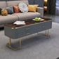 Eigentijdse salontafel met opberglade en gouden framebasis