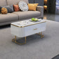 Eigentijdse salontafel met opberglade en gouden framebasis