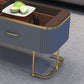 Eigentijdse salontafel met opberglade en gouden framebasis