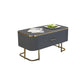 Eigentijdse salontafel met opberglade en gouden framebasis