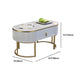 Eigentijdse salontafel met opberglade en gouden framebasis