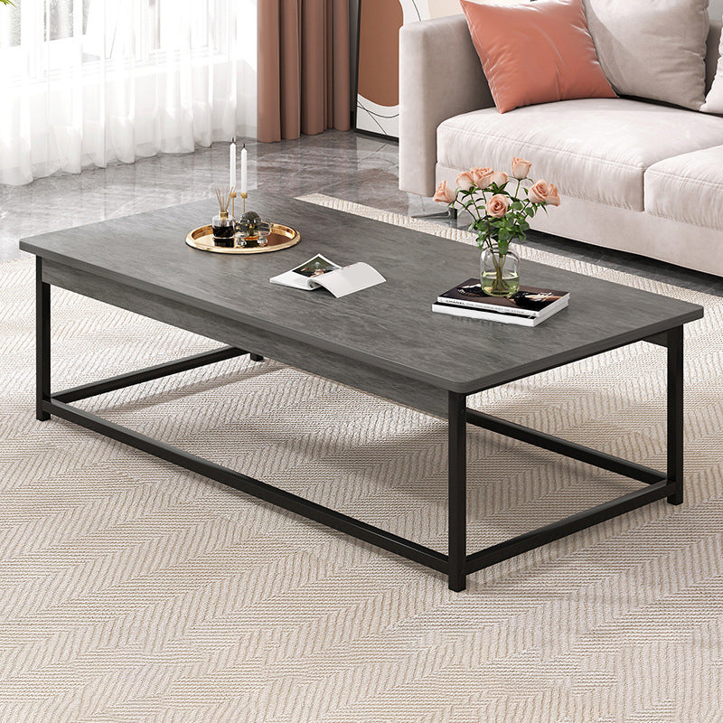 Frame Base Rectangular Modern Style Wood Table Metal Bottom Frame Coffee Table 55"L x 24"W x 18"H Gray Black Shelves Not Included Clearhalo 'Coffee & Accent Tables' 'Coffee Tables' 'coffee_tables' 'furn' 'furn_coffee_tables' 'Furniture' 'Living Room Furniture' 5550766