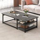Frame Base Rectangular Modern Style Wood Table Metal Bottom Frame Coffee Table 47"L x 24"W x 16.5"H Gray Black Shelves Included Clearhalo 'Coffee & Accent Tables' 'Coffee Tables' 'coffee_tables' 'furn' 'furn_coffee_tables' 'Furniture' 'Living Room Furniture' 5550767