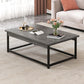 Frame Base Rectangular Modern Style Wood Table Metal Bottom Frame Coffee Table 31.5"L x 16"W x 16.5"H Gray Black Shelves Not Included Clearhalo 'Coffee & Accent Tables' 'Coffee Tables' 'coffee_tables' 'furn' 'furn_coffee_tables' 'Furniture' 'Living Room Furniture' 5550769