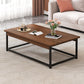 Frame Base Rectangular Modern Style Wood Table Metal Bottom Frame Coffee Table 39"L x 20"W x 17"H Walnut+Black Shelves Not Included Clearhalo 'Coffee & Accent Tables' 'Coffee Tables' 'coffee_tables' 'furn' 'furn_coffee_tables' 'Furniture' 'Living Room Furniture' 5550772