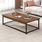 Frame Base Rectangular Modern Style Wood Table Metal Bottom Frame Coffee Table 47"L x 24"W x 16.5"H Walnut+Black Shelves Not Included Clearhalo 'Coffee & Accent Tables' 'Coffee Tables' 'coffee_tables' 'furn' 'furn_coffee_tables' 'Furniture' 'Living Room Furniture' 5550774