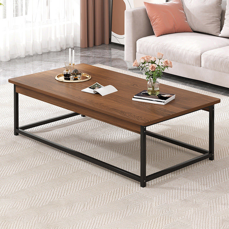 Frame Base Rectangular Modern Style Wood Table Metal Bottom Frame Coffee Table 47"L x 24"W x 16.5"H Walnut+Black Shelves Not Included Clearhalo 'Coffee & Accent Tables' 'Coffee Tables' 'coffee_tables' 'furn' 'furn_coffee_tables' 'Furniture' 'Living Room Furniture' 5550774