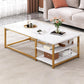Frame Base Rectangular Modern Style Wood Table Metal Bottom Frame Coffee Table 55"L x 24"W x 16.5"H White-Gold Shelves Included Clearhalo 'Coffee & Accent Tables' 'Coffee Tables' 'coffee_tables' 'furn' 'furn_coffee_tables' 'Furniture' 'Living Room Furniture' 5550775