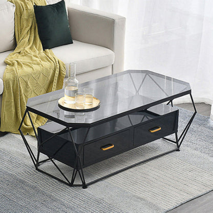 Frame Base Rectangular Glam Style Slate Table Plate Metal Iron Bottom Frame Coffee Table Matte Black Clearhalo 'Coffee & Accent Tables' 'Coffee Tables' 'coffee_tables' 'furn' 'furn_coffee_tables' 'Furniture' 'Living Room Furniture' 5550924