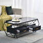 Frame Base Rectangular Glam Style Slate Table Plate Metal Iron Bottom Frame Coffee Table Black Clearhalo 'Coffee & Accent Tables' 'Coffee Tables' 'coffee_tables' 'furn' 'furn_coffee_tables' 'Furniture' 'Living Room Furniture' 5550925