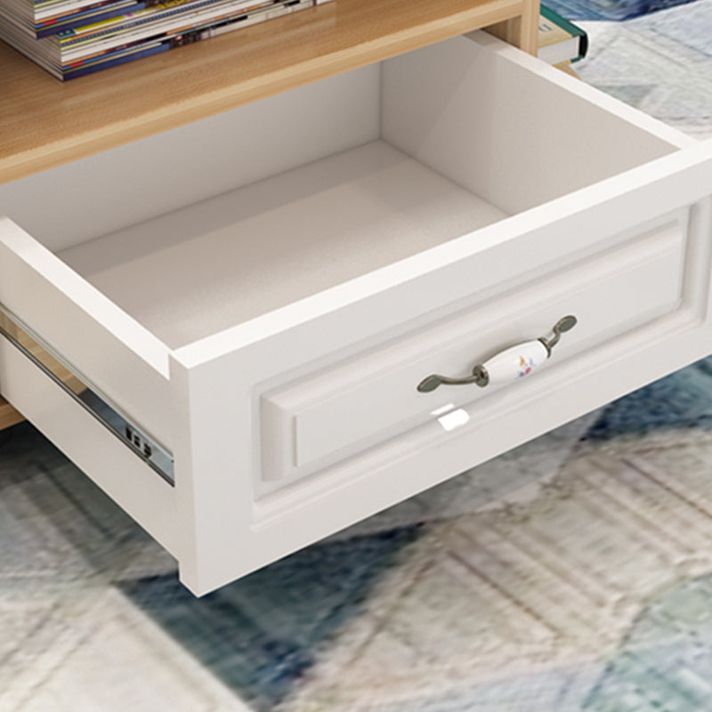 table basse ovale moderne avec étagère et tiroir et roulettes