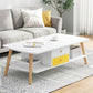 Modern Style Rectangular Artificial 4 Legs Base with Drawer Coffee Table 47"L x 23"W x 17"H White Yellow 2 Clearhalo 'Coffee & Accent Tables' 'Coffee Tables' 'coffee_tables' 'furn' 'furn_coffee_tables' 'Furniture' 'Living Room Furniture' 5550946
