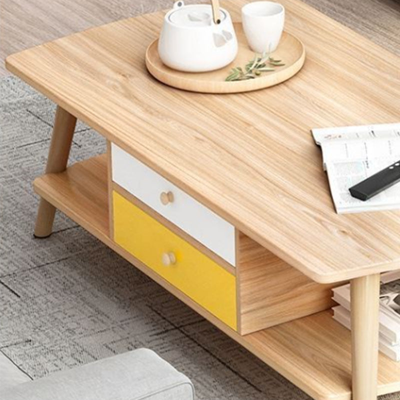 Modern Style Rectangular Artificial 4 Legs Base with Drawer Coffee Table Clearhalo 'Coffee & Accent Tables' 'Coffee Tables' 'coffee_tables' 'furn' 'furn_coffee_tables' 'Furniture' 'Living Room Furniture' 5550950