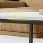 Glam Rectangle Stone Top Coffee Table with Steel Frame Base 1 Piece