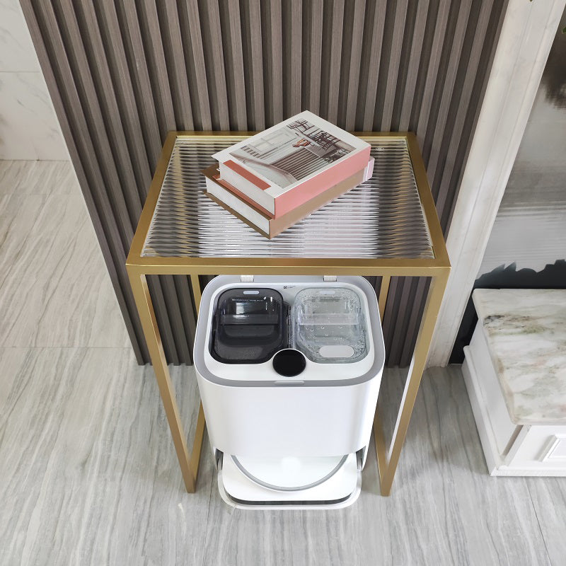 31.5" Tall Rectangular Clear Glass End Table Modern Frame Side Table