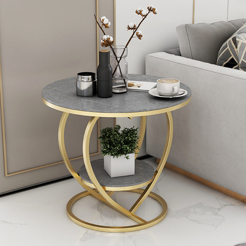 Modern 19.6"/23.6" Tall Round Slate Top Side Table Iron Abstract End Table Grey-Gold 1 Clearhalo 'Coffee & Accent Tables' 'End & Side Tables' 'end_side_tables' 'furn' 'furn_end_side_tables' 'Furniture' 'Living Room Furniture' 5551185