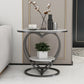 Modern 19.6"/23.6" Tall Round Slate Top Side Table Iron Abstract End Table Black-White 1 Clearhalo 'Coffee & Accent Tables' 'End & Side Tables' 'end_side_tables' 'furn' 'furn_end_side_tables' 'Furniture' 'Living Room Furniture' 5551198