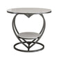 Modern 19.6"/23.6" Tall Round Slate Top Side Table Iron Abstract End Table 23.6"L x 23.6"W x 23.6"H Black-White 1 Clearhalo 'Coffee & Accent Tables' 'End & Side Tables' 'end_side_tables' 'furn' 'furn_end_side_tables' 'Furniture' 'Living Room Furniture' 5551200