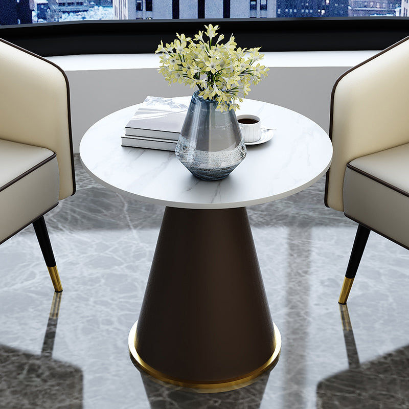 22" Tall Round Slate Top End Table Modern Metal Pedestal Table Brown 1 Clearhalo 'Coffee & Accent Tables' 'End & Side Tables' 'end_side_tables' 'furn' 'furn_end_side_tables' 'Furniture' 'Living Room Furniture' 5551284