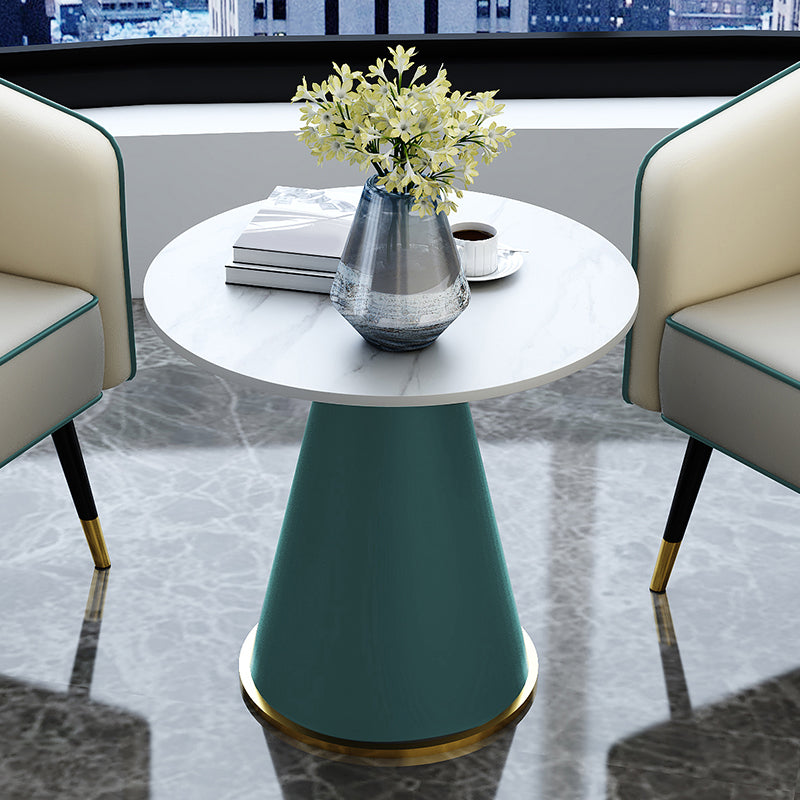22" Tall Round Slate Top End Table Modern Metal Pedestal Table Green 1 Clearhalo 'Coffee & Accent Tables' 'End & Side Tables' 'end_side_tables' 'furn' 'furn_end_side_tables' 'Furniture' 'Living Room Furniture' 5551286