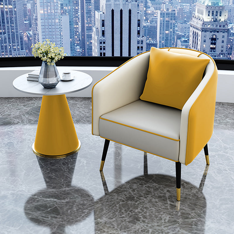 22" Tall Round Slate Top End Table Modern Metal Pedestal Table Yellow 1 Clearhalo 'Coffee & Accent Tables' 'End & Side Tables' 'end_side_tables' 'furn' 'furn_end_side_tables' 'Furniture' 'Living Room Furniture' 5551300