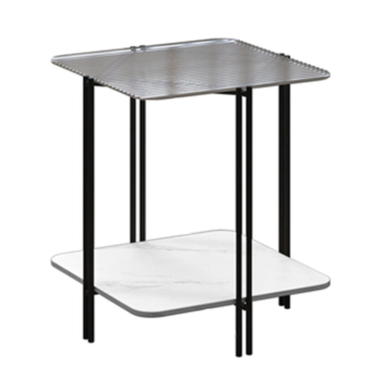 Tavolo da fascia alta a 4 gambe contemporanei tavolo di fascia alta vetro quadrata, 23,6 "di altezza