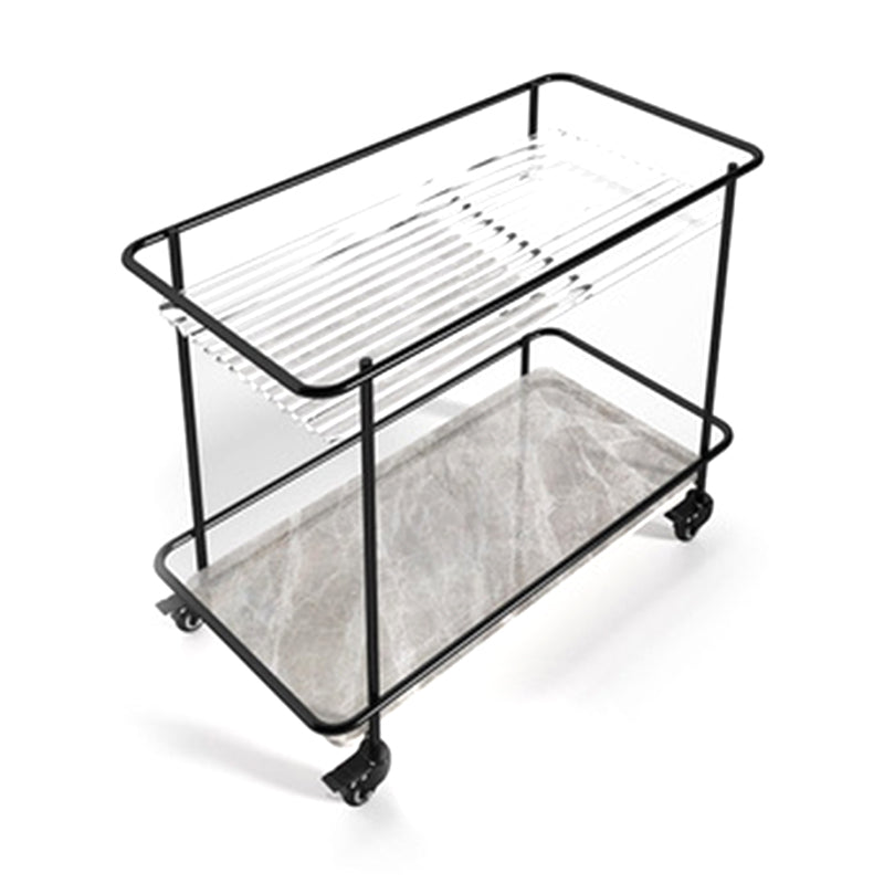 Tavolo di fascia alta in vetro rettangolare contemporaneo con scaffale ardesia