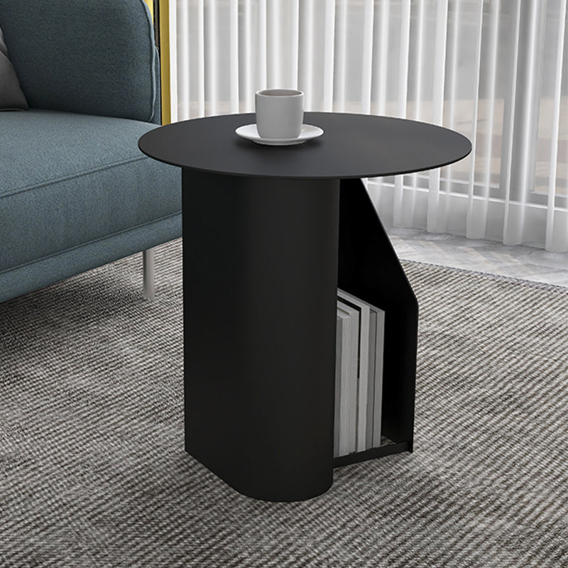 Mid-Century 17.7-inch Metal Round Top Side Table Iron Abstract End Table