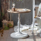 Rustic Wooden Round Top Side Table Metal Pedestal End Table - Distressed Surface Treatment